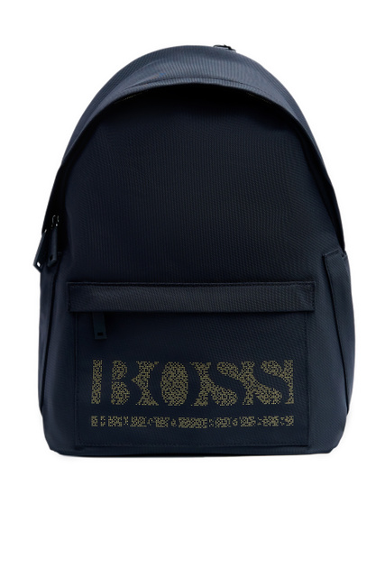 Текстильный рюкзак с логоипом на внешнем кармане|Основной цвет:Черный|Артикул:50457027 | Фото 1