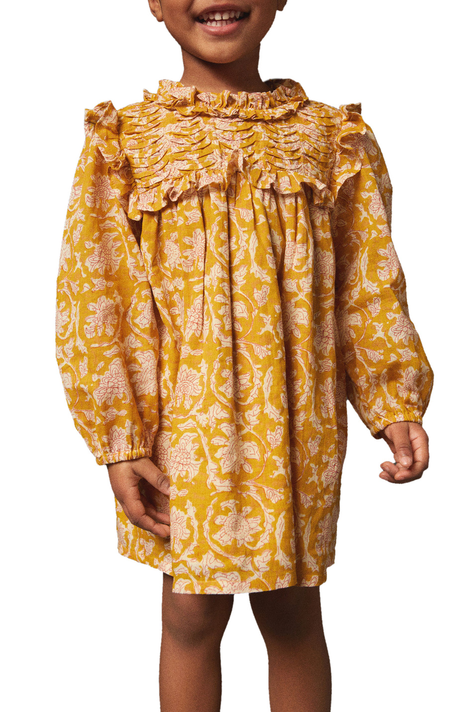 Девочкам Mango Kids Платье ERIS с оборками и цветочным принтом (цвет ), артикул 47083262 | Фото 3