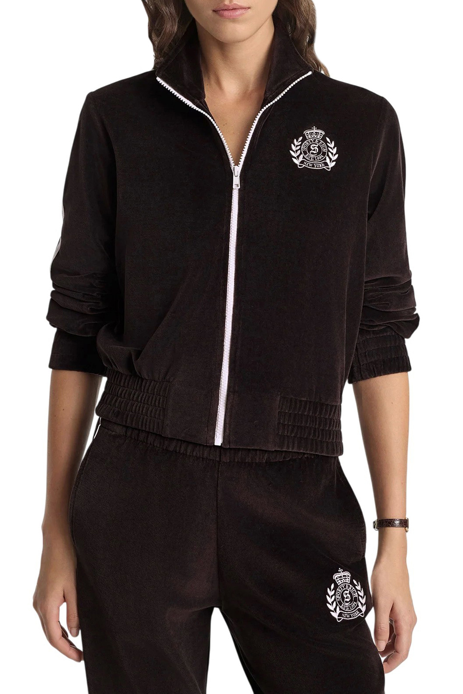 Женский Sporty & Rich Толстовка NY Crest Elio из велюра (цвет ), артикул JA06765243BR03 | Фото 3