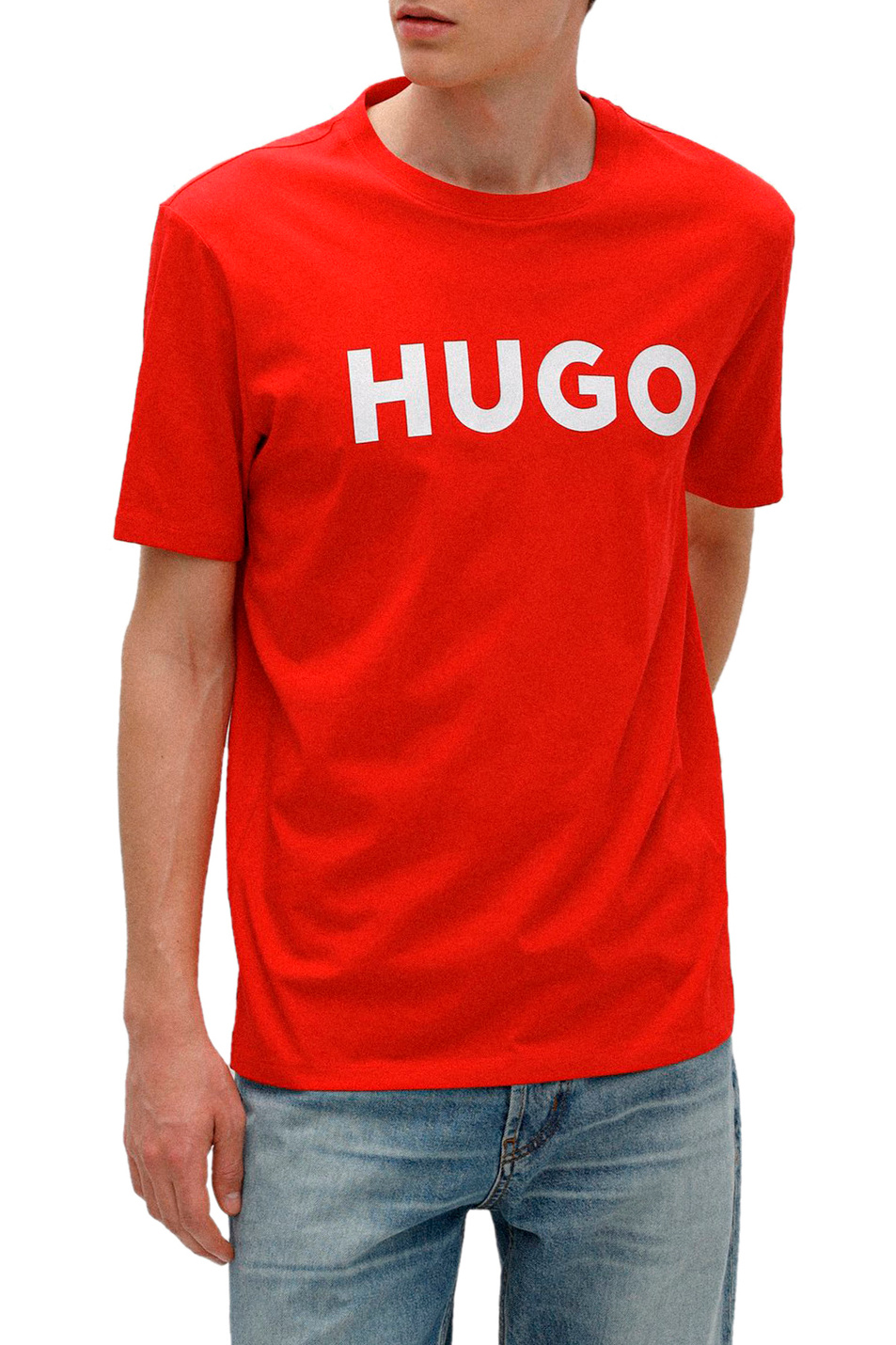 HUGO Футболка из натурального хлопка с крупным логотипом (цвет ), артикул 50467556 | Фото 3