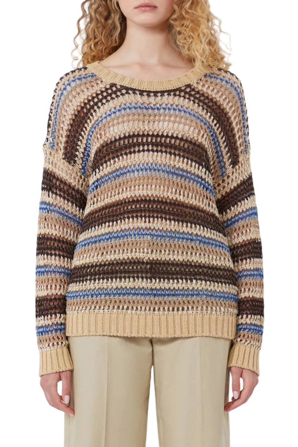 Женский Weekend Max Mara Свитер ONIRICA из хлопка и льна (цвет ), артикул 2615361152 | Фото 3