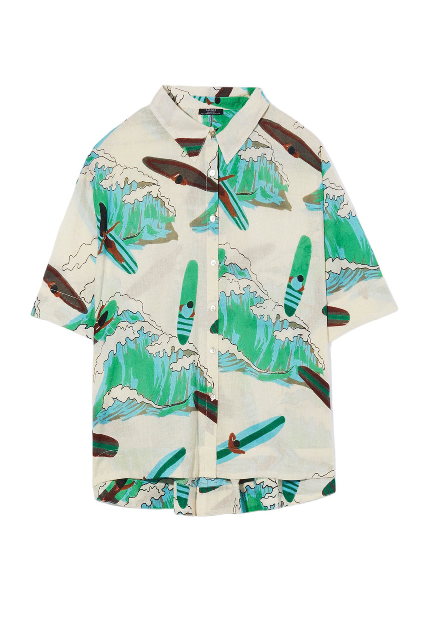 Рубашка из натурального хлопка с принтом|Основной цвет:Разноцветный|Артикул:210903 | Фото 1