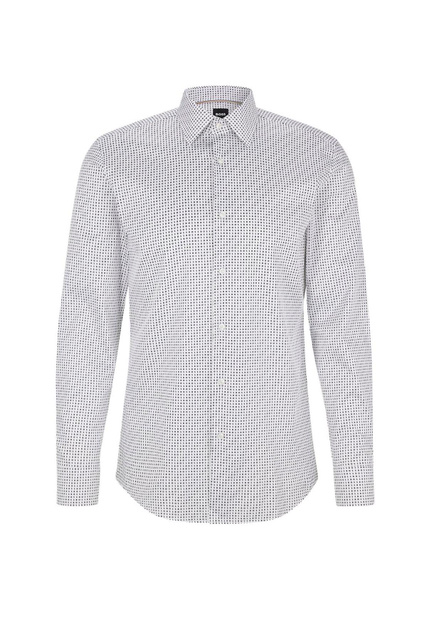 Рубашка из эластичного хлопка с принтом|Основной цвет:Белый|Артикул:50473311 | Фото 1