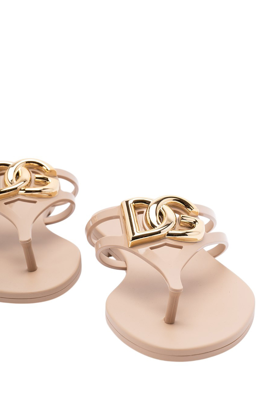 Шлепанцы с логотипом|Основной цвет:Бежевый Женский Dolce & Gabbana Шлепанцы с логотипом (цвет ), артикул CW2418-AY817 | Фото 5