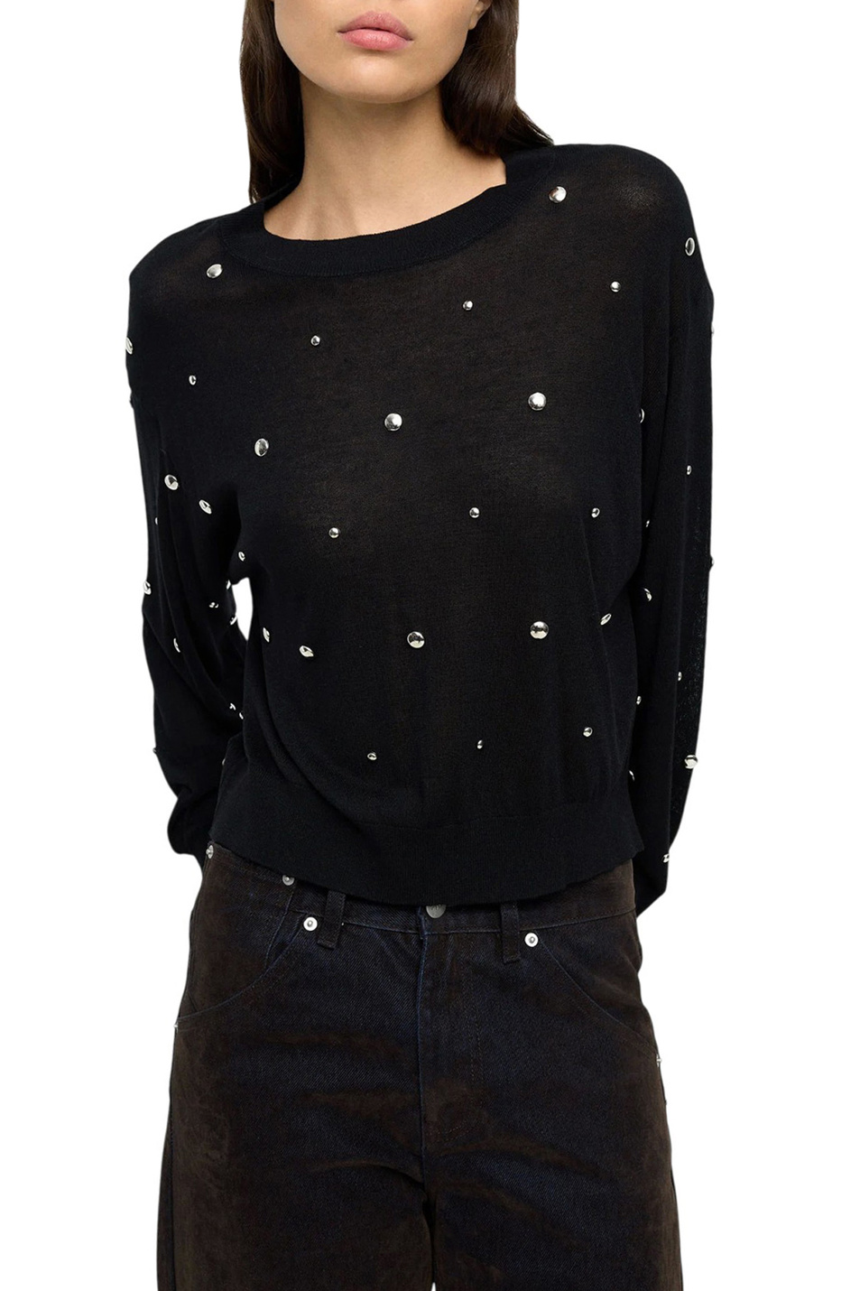 Джемпер с заклепками|Основной цвет:Черный Женский Parfois Джемпер с заклепками (цвет ), артикул 241058 | Фото 3