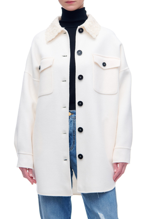 Ermanno Firenze Куртка-рубашка из натуральной шерсти ( цвет), артикул D39ETCP39VIN | Фото 1