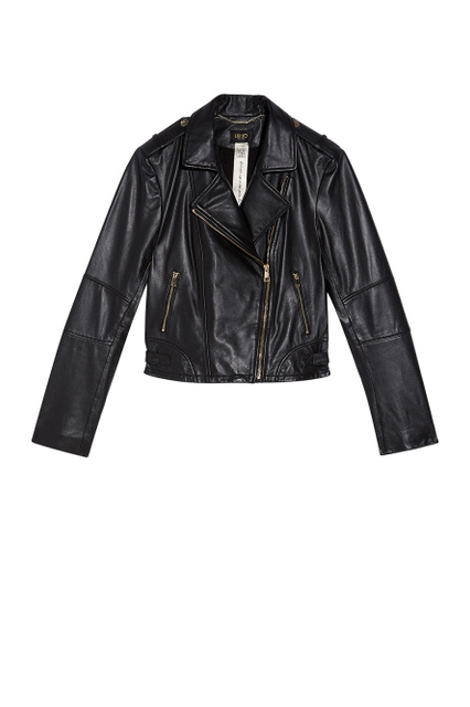 Кожаная куртка с карманами на молнии|Основной цвет:Черный|Артикул:CA2058P0336 | Фото 1