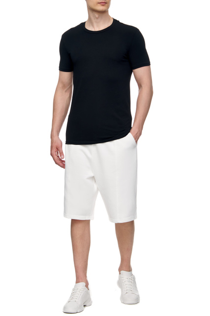 Однотонная футболка из эластичного хлопка|Основной цвет:Черный|Артикул:N3M201400 | Фото 2