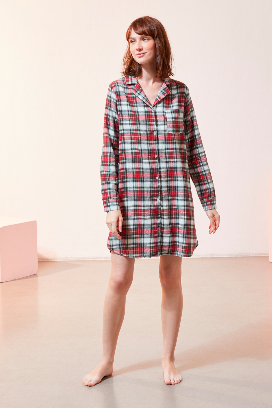 Женский Etam Ночная сорочка ODALYS в клетку (цвет ), артикул 6523110 | Фото 2
