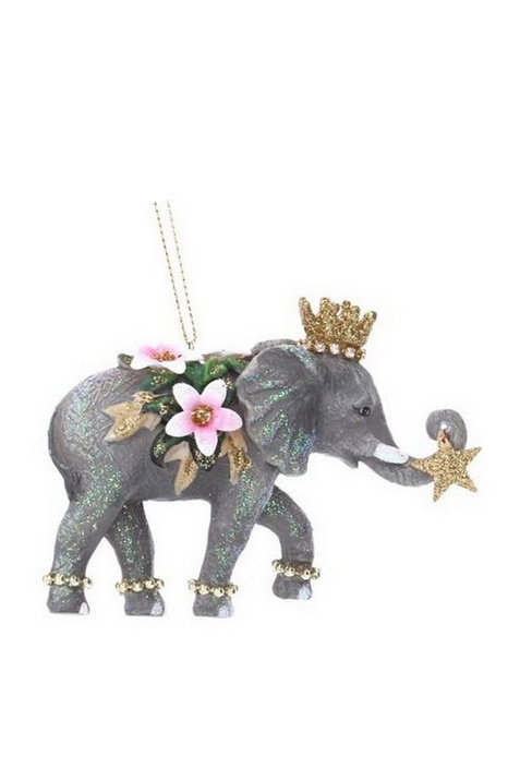 Gisela Graham Елочная игрушка "Слон с цветами 1" 10 см ( цвет), артикул 14063_1 | Фото 1