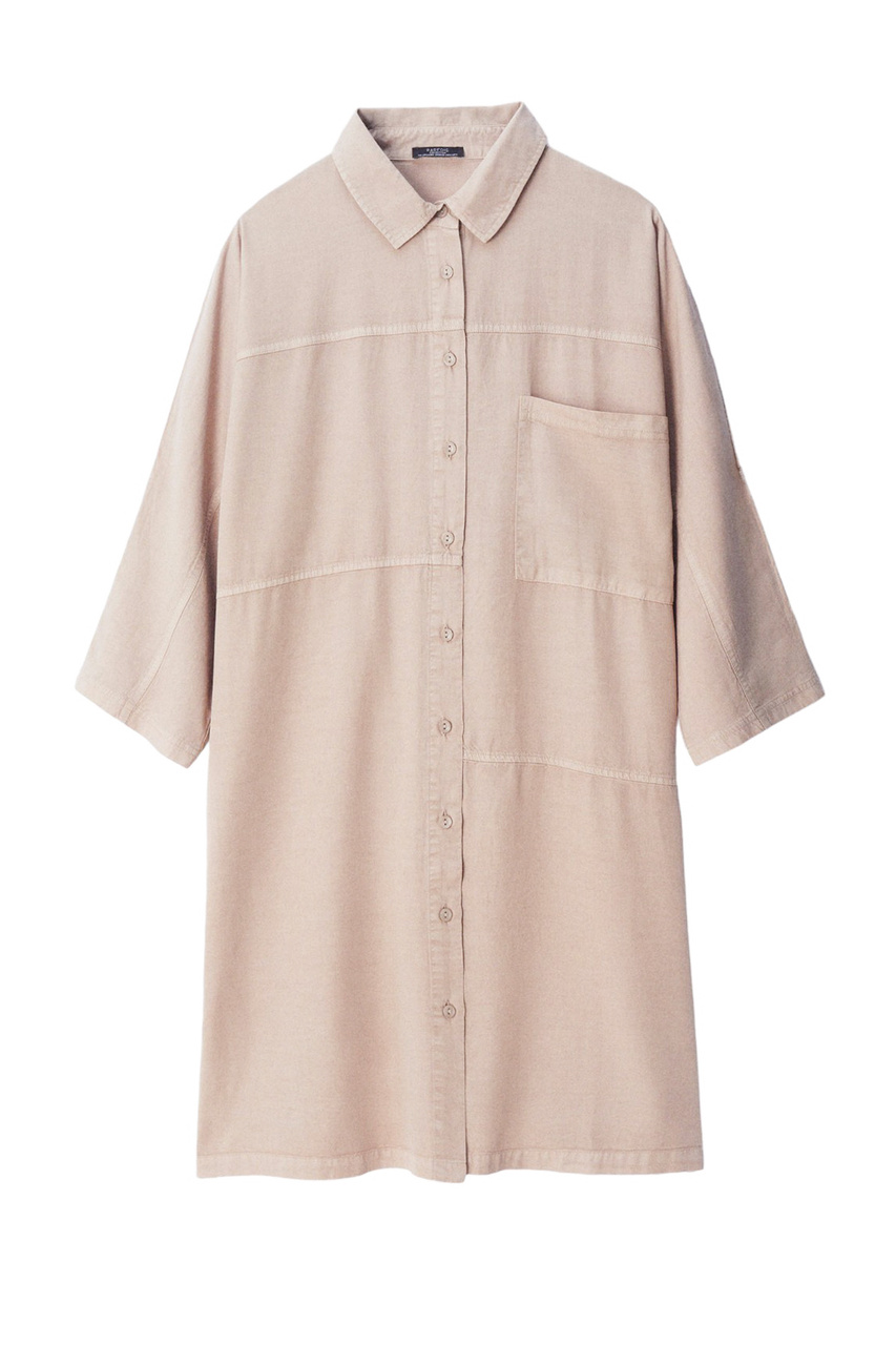Платье-рубашка из лиоцелла|Основной цвет:Бежевый|Артикул:219886 | Фото 1