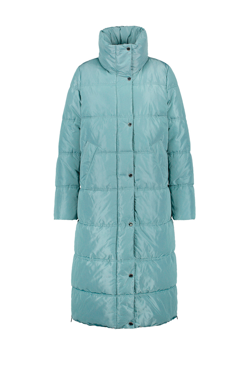 Пальто стеганое с воротником-стойкой|Основной цвет:Голубой|Артикул:250242-31142 | Фото 1