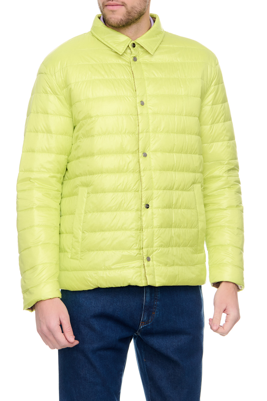Куртка двусторонняя стеганая|Основной цвет:Салатовый|Артикул:PI001004U12017 | Фото 1