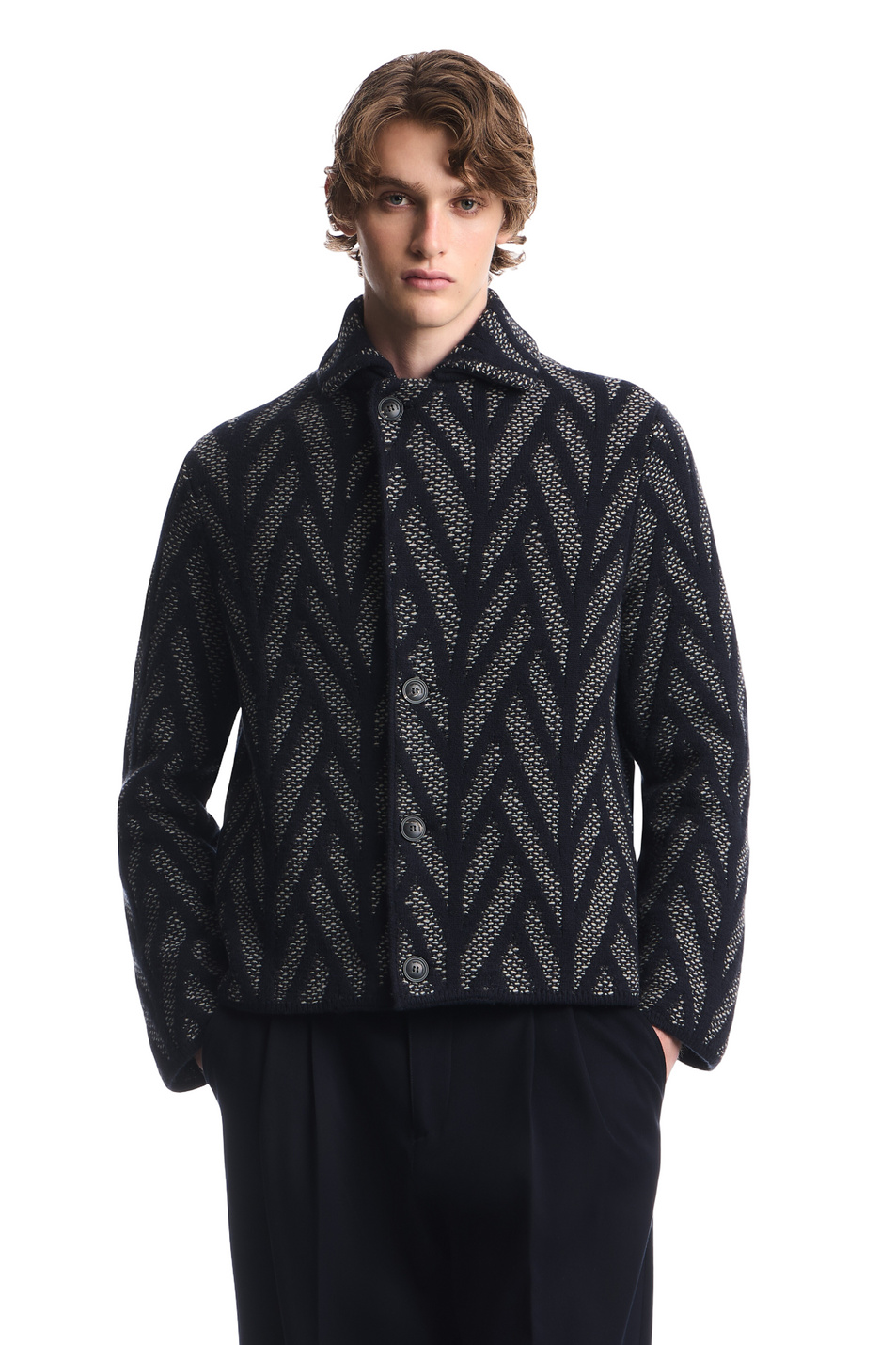 Куртка из шерсти с жаккардовым узором|Основной цвет:Синий Мужской Emporio Armani Куртка из шерсти с жаккардовым узором (цвет ), артикул EM006261-AF29853 | Фото 4