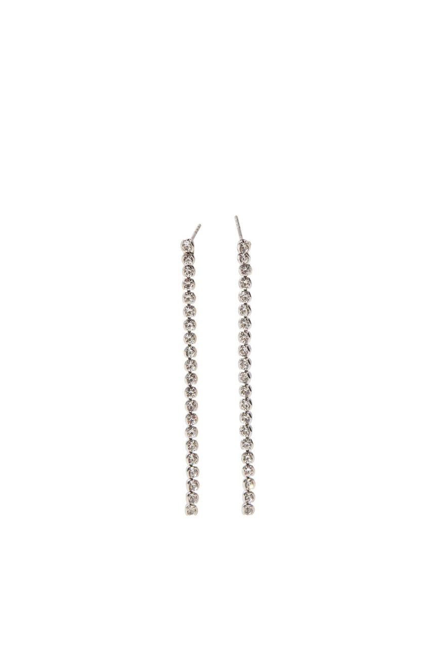 Длинные серьги с цирконием|Основной цвет:Серебристый|Артикул:215515 | Фото 1