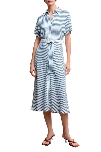 Платье PATTY из смесового льна в полоску|Основной цвет:Синий|Артикул:47007107 | Фото 2