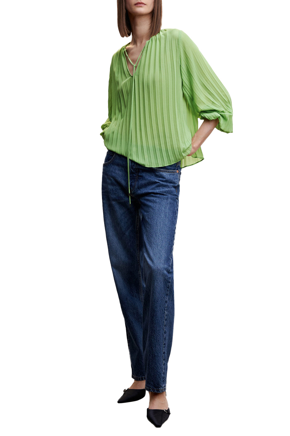 Женский Mango Блузка плиссированная PLIS с пышными рукавами (цвет ), артикул 47015854 | Фото 2