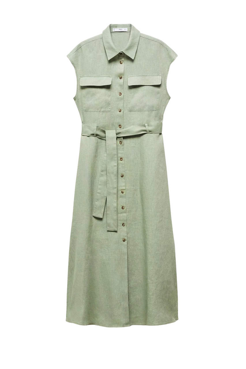 Платье-рубашка QUITO из чистого льна|Основной цвет:Зеленый|Артикул:67017113 | Фото 1