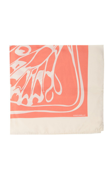 Шелковый платок|Основной цвет:Коралловый|Артикул:E7LY1380401 | Фото 1