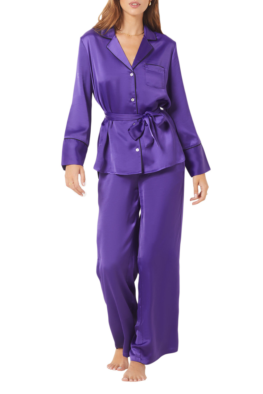 Рубашка пижамная ELY с поясом|Основной цвет:Фиолетовый|Артикул:6542441 | Фото 1
