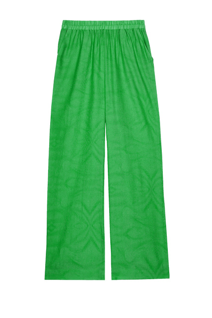 Однотонные брюки с эластичным поясом|Основной цвет:Зеленый|Артикул:206236 | Фото 1