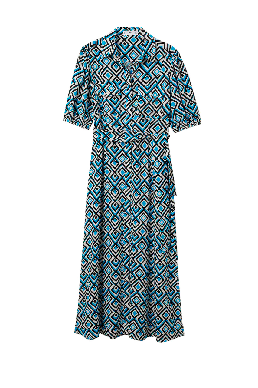 Платье-рубашка CUBANA с принтом|Основной цвет:Голубой|Артикул:27007124 | Фото 1