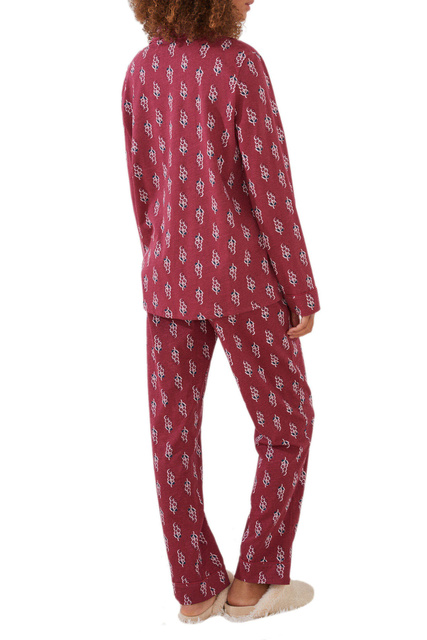 Пижама из натурального хлопка с принтом|Основной цвет:Бордовый|Артикул:3594674 | Фото 2