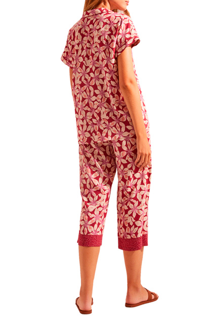 Пижама в рубашечном стиле с цветочным принтом|Основной цвет:Бордовый|Артикул:3134843 | Фото 2