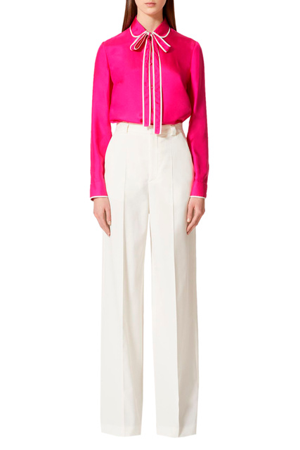 Блузка из шелковой саржи с бантом на воротнике|Основной цвет:Розовый|Артикул:2R3ABK956PV | Фото 2