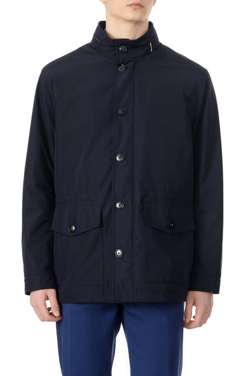 Куртка с накладными карманами|Основной цвет:Синий|Артикул:O30445BSG02321 | Фото 1
