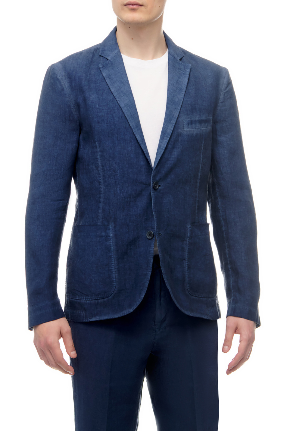 Мужской 120% Lino Льняной пиджак с накладными карманами (цвет ), артикул V0M89180000253S00 | Фото 3