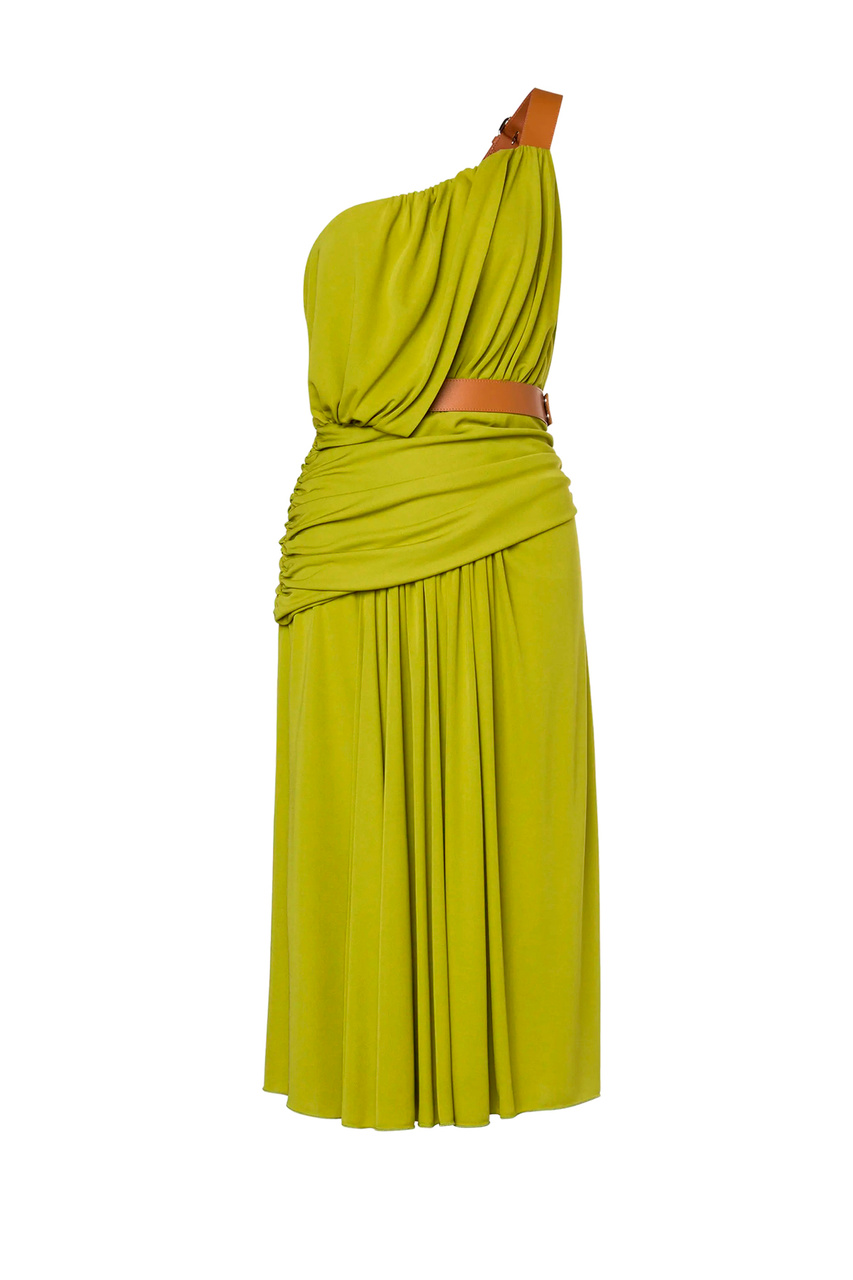 Платье с асимметричным кроем|Основной цвет:Зеленый|Артикул:A0441-0127 | Фото 1