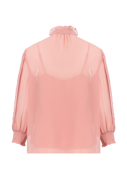 Блузка с присборенным воротником|Основной цвет:Коралловый|Артикул:CHS22SHT02013 | Фото 2