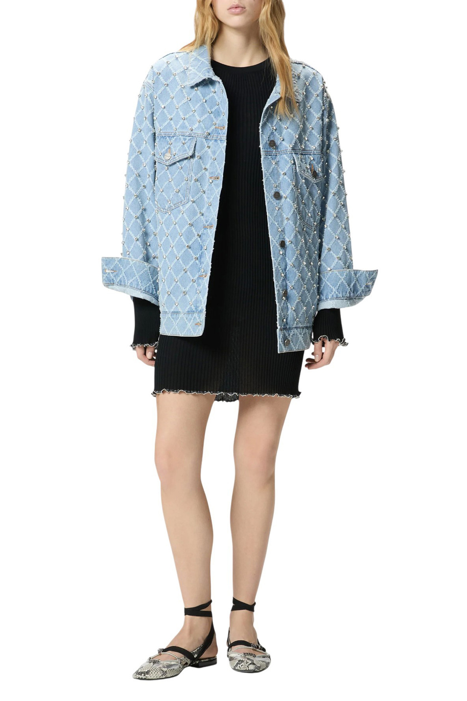 Женский Pinko Куртка джинсовая со стразами (цвет ), артикул 106246A32N | Фото 3