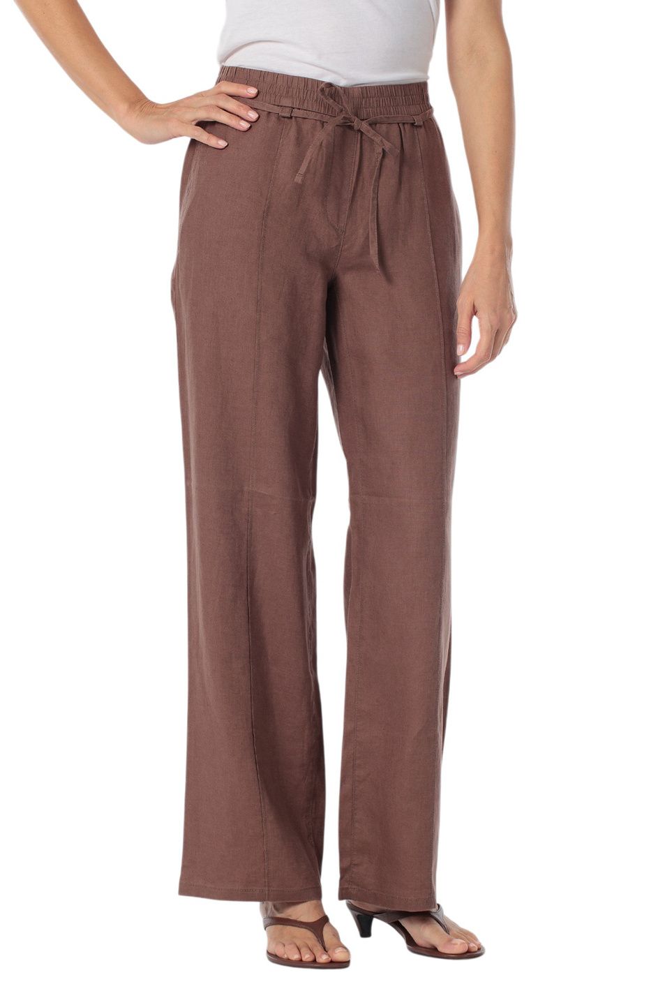 Женский Gerry Weber Брюки однотонные из льна (цвет ), артикул N67067 | Фото 3