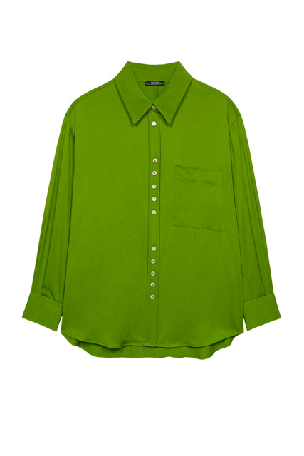 Однотонная блузка из вискозы|Основной цвет:Зеленый|Артикул:201763 | Фото 1