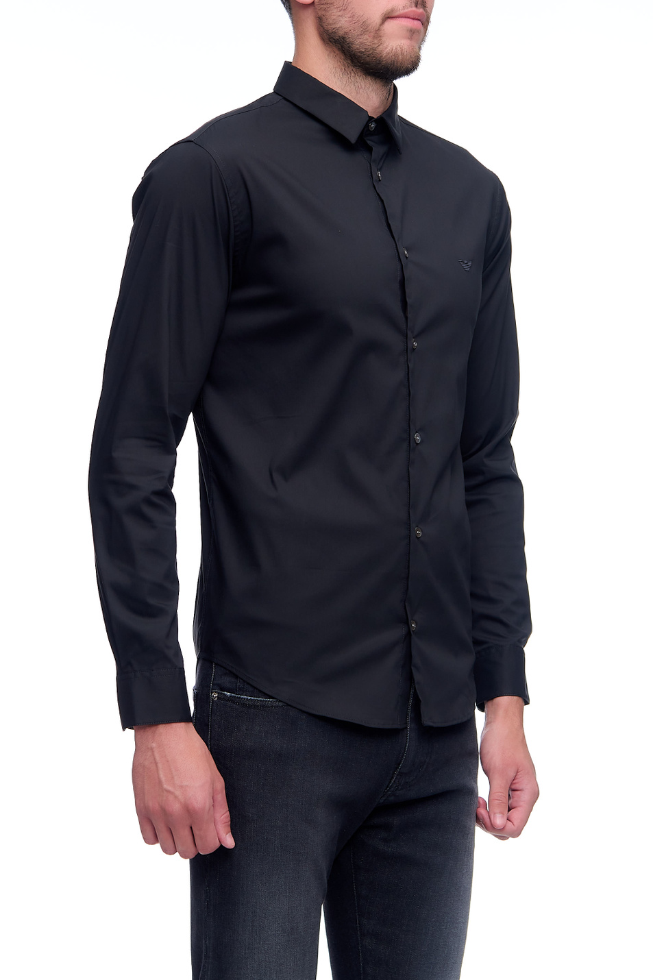 Мужской Emporio Armani Рубашка из смесового хлопка с мелкой вышивкой на груди (цвет ), артикул 8N1C09-1NI9Z | Фото 4