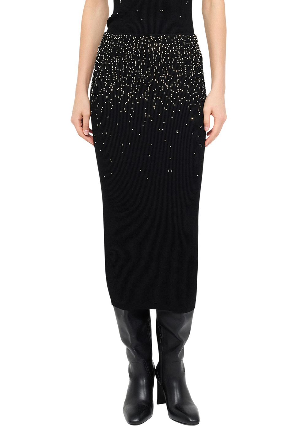 Юбка со стразами|Основной цвет:Черный Женский Liu Jo Юбка со стразами (цвет ), артикул MF5471MS99E | Фото 4
