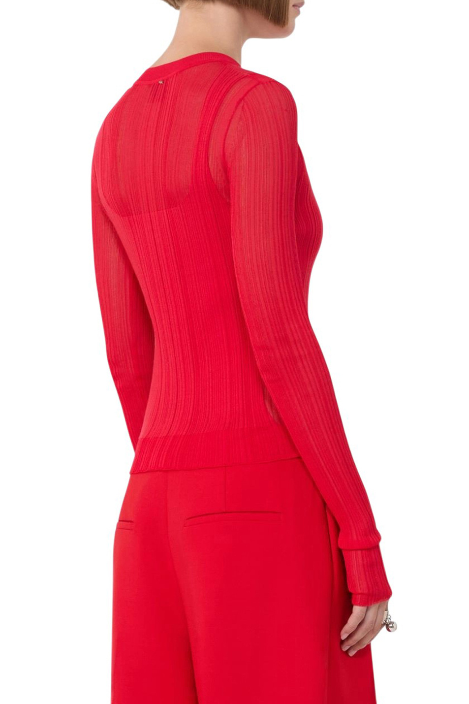 Джемпер BUONO с эффектом многослойности|Основной цвет:Красный Женский Sportmax Джемпер BUONO с эффектом многослойности (цвет ), артикул 2612361071 | Фото 5