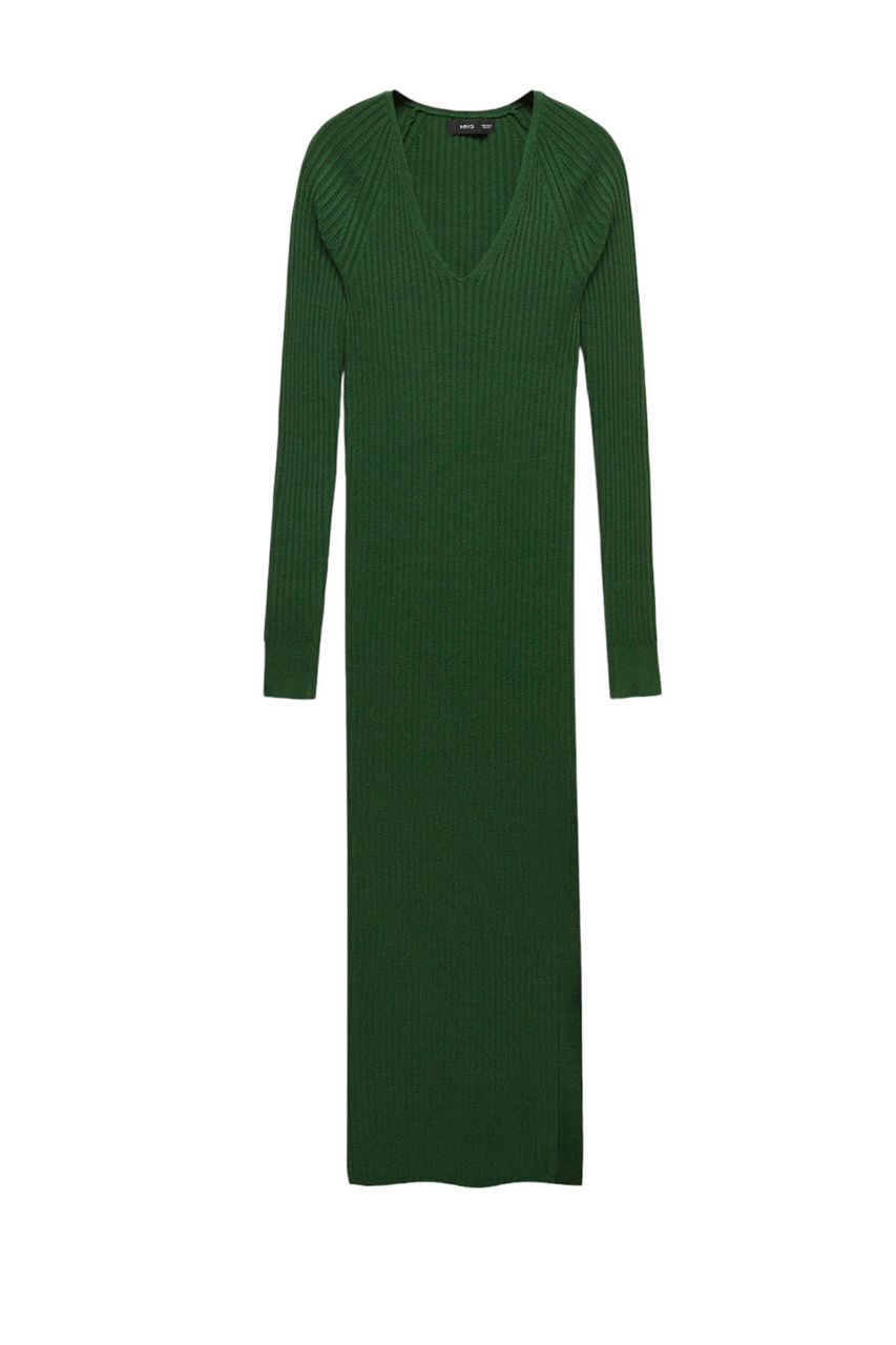 Платье трикотажное GOLETA с V-образным вырезом|Основной цвет:Зеленый|Артикул:57025795 | Фото 1