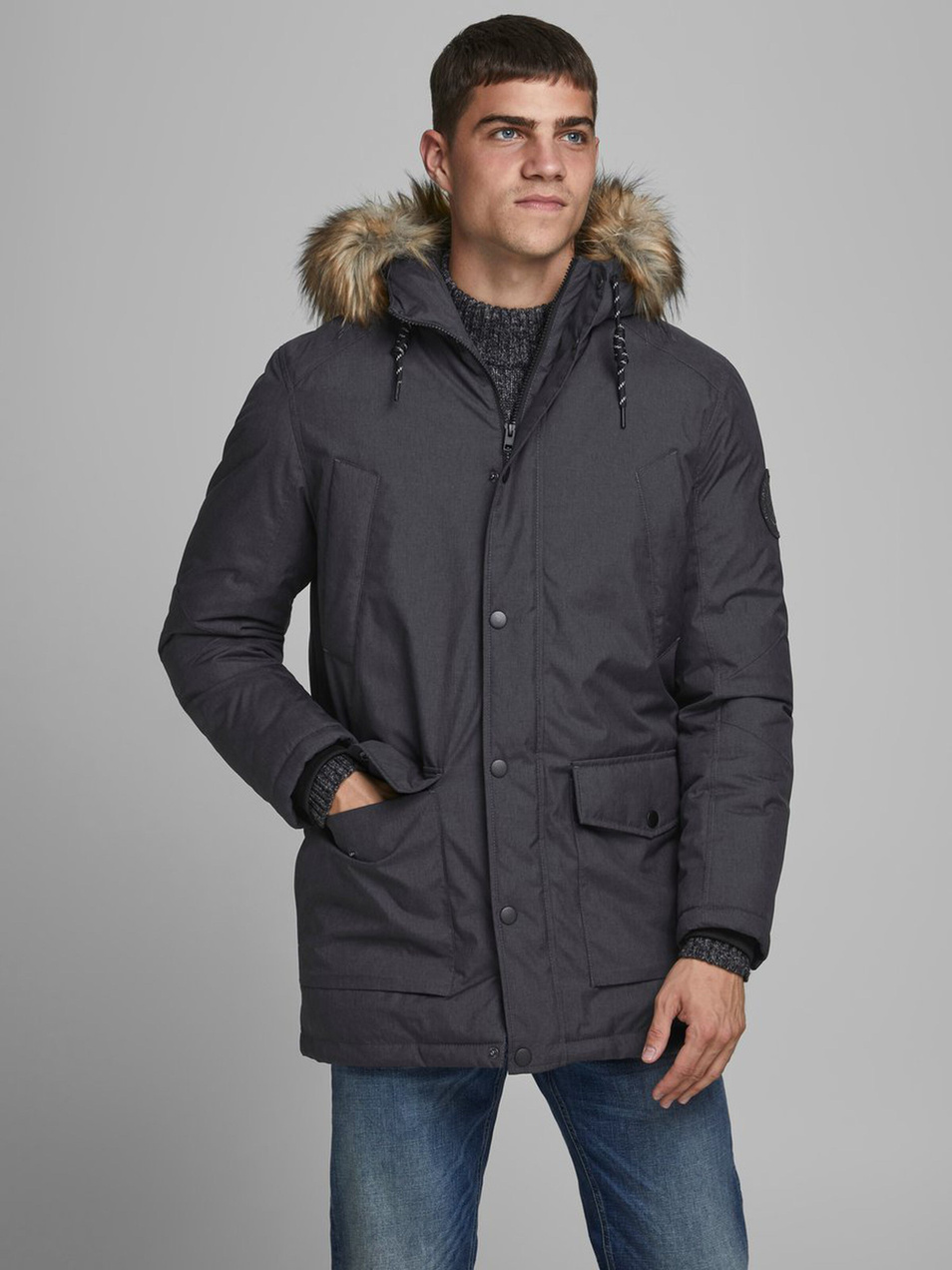 Мужской Jack & Jones Куртка с капюшоном с искусственным мехом (цвет ), артикул 12174383 | Фото 4