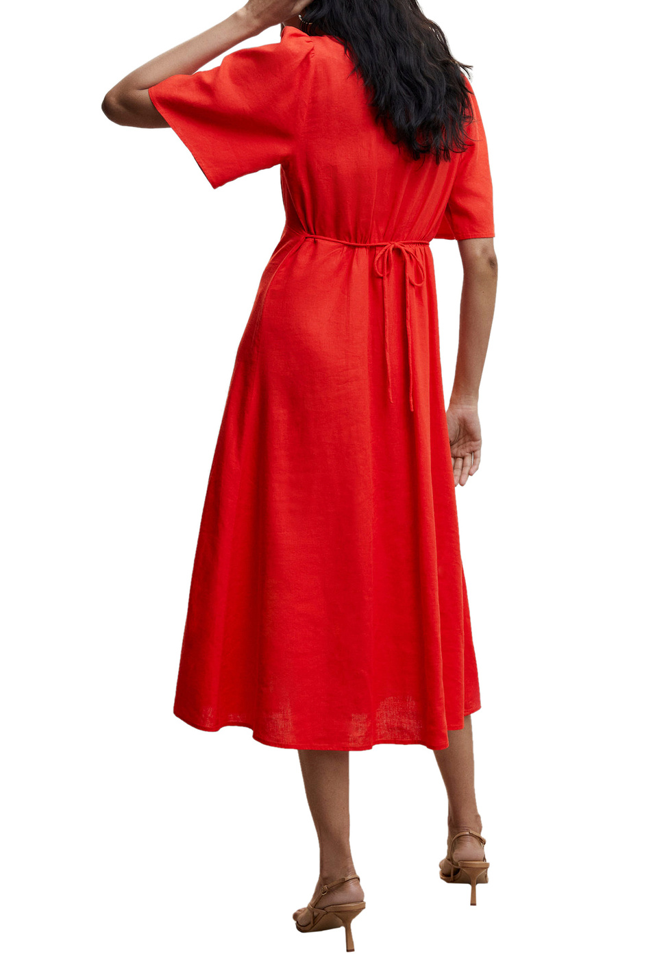 Женский Mango Платье RED2 из смесового льна (цвет ), артикул 47007110 | Фото 4