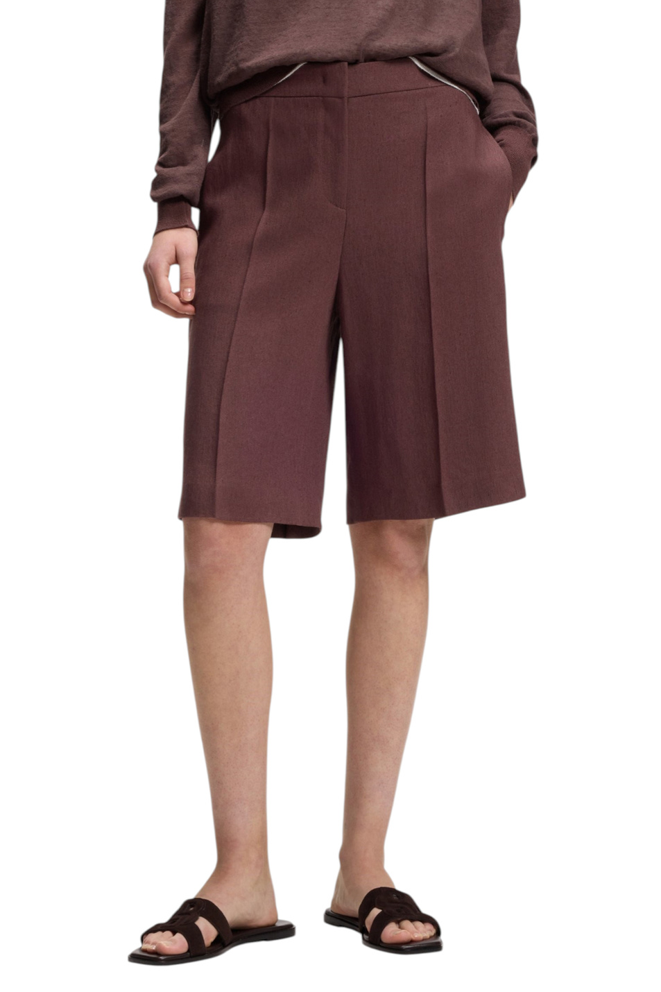 Женский BOSS Шорты Tianala из смесового льна (цвет ), артикул 50557429 | Фото 3