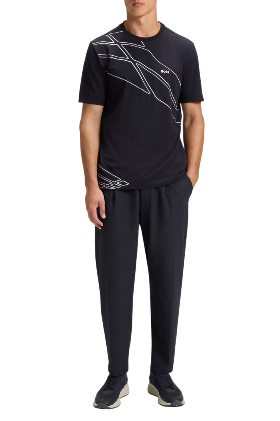 Брюки с эластичным поясом|Основной цвет:Синий Мужской BOSS Брюки с эластичным поясом (цвет ), артикул 50539085 | Фото 2