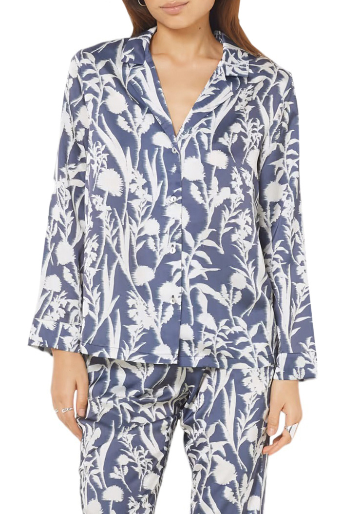 Пижамная рубашка FIORE с цветочным принтом|Основной цвет:Синий|Артикул:6543578 | Фото 1