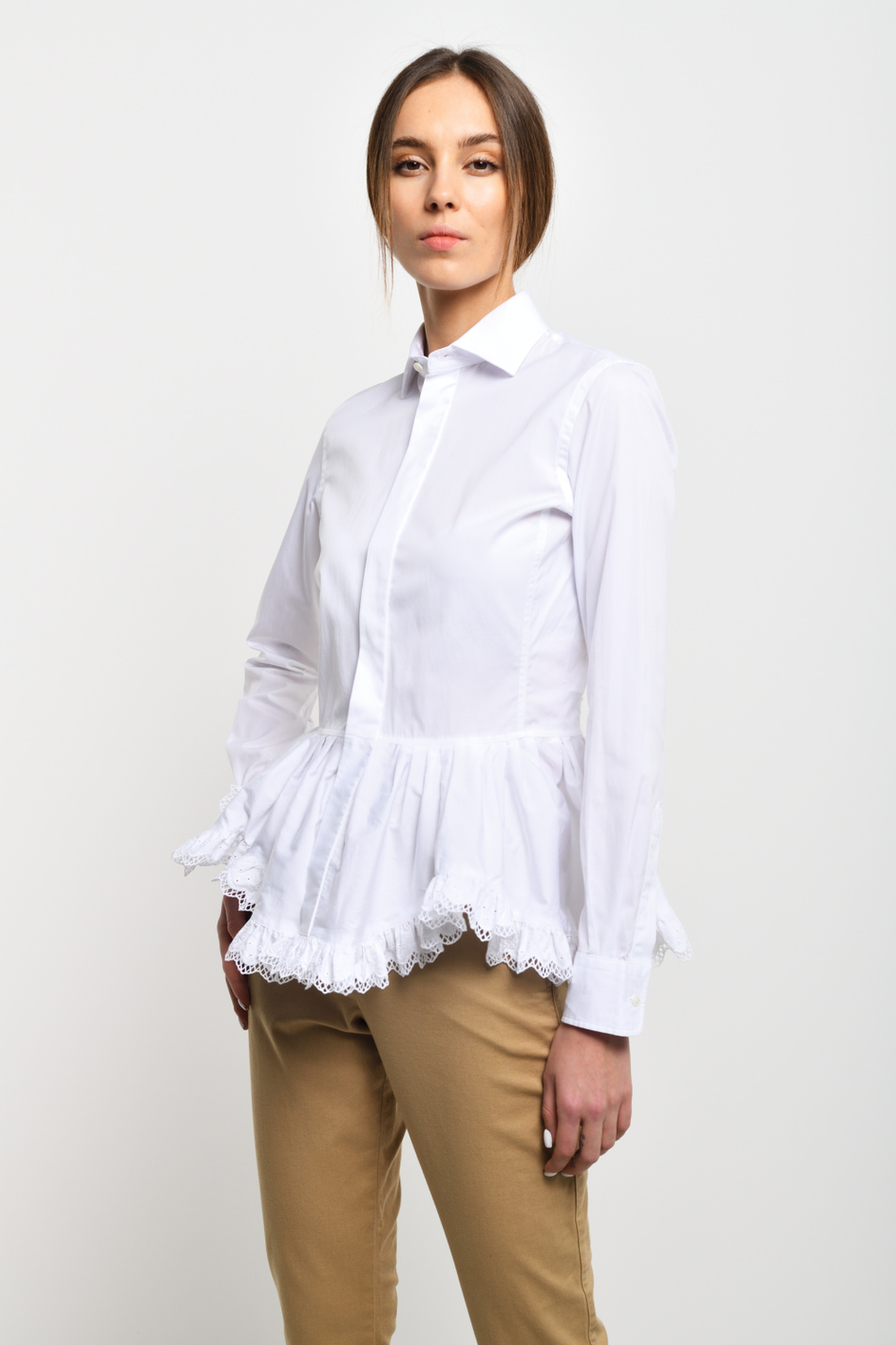Женский Polo Ralph Lauren Рубашка из натурального хлопка с баской (цвет ), артикул 211780004001 | Фото 4