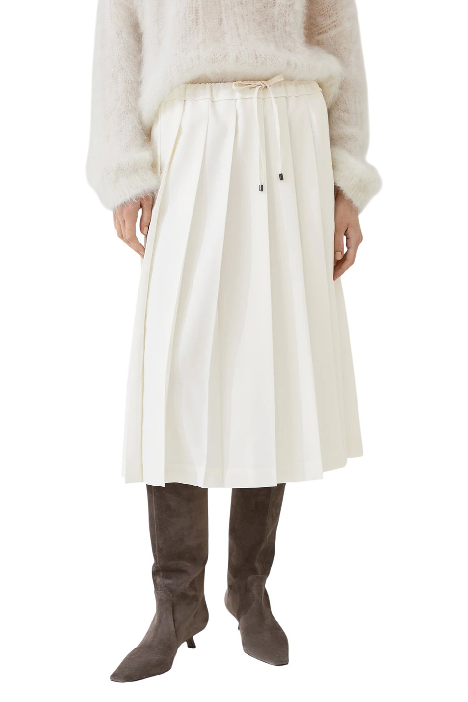 Юбка из смесовой шерсти|Основной цвет:Кремовый Женский Brunello Cucinelli Юбка из смесовой шерсти (цвет ), артикул MB147G3869 | Фото 3