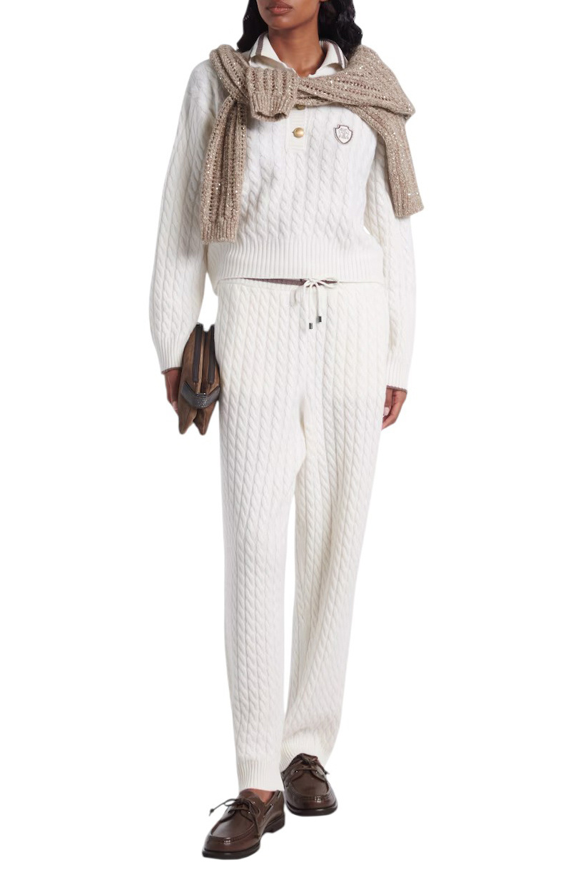 Джемпер поло из кашемира|Основной цвет:Белый Женский Brunello Cucinelli Джемпер поло из кашемира (цвет ), артикул M12731505 | Фото 3