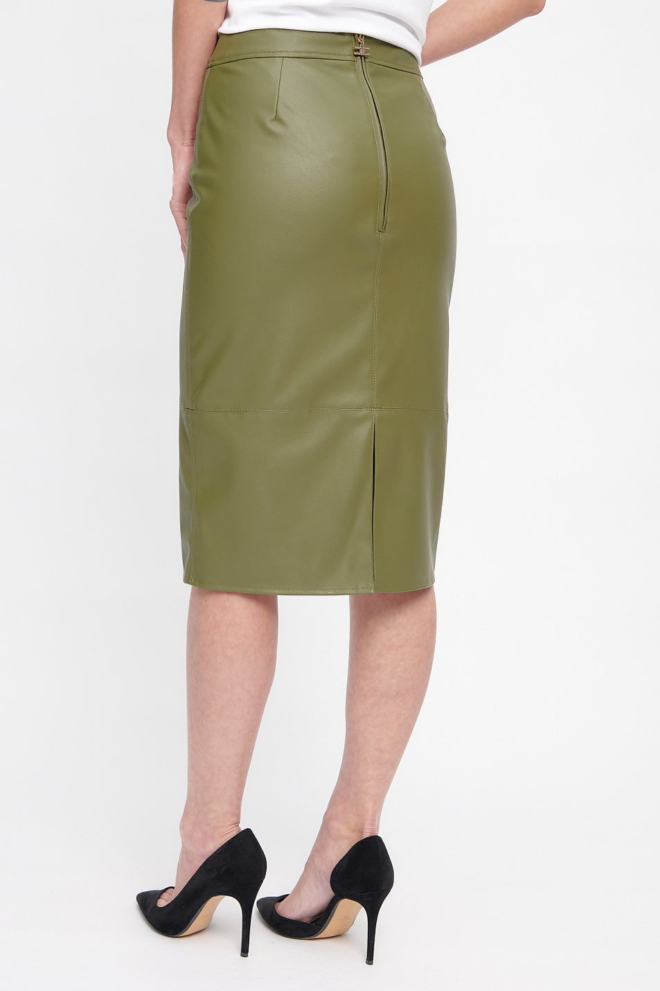 Женский Elisabetta Franchi Юбка-миди из экокожи (цвет ), артикул GO41906E3 | Фото 4