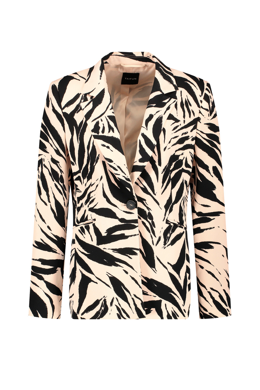 Пиджак приталенного кроя с принтом|Основной цвет:Черный|Артикул:430405-11259 | Фото 1